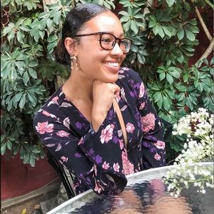 Deep V plunge open back floral short dress